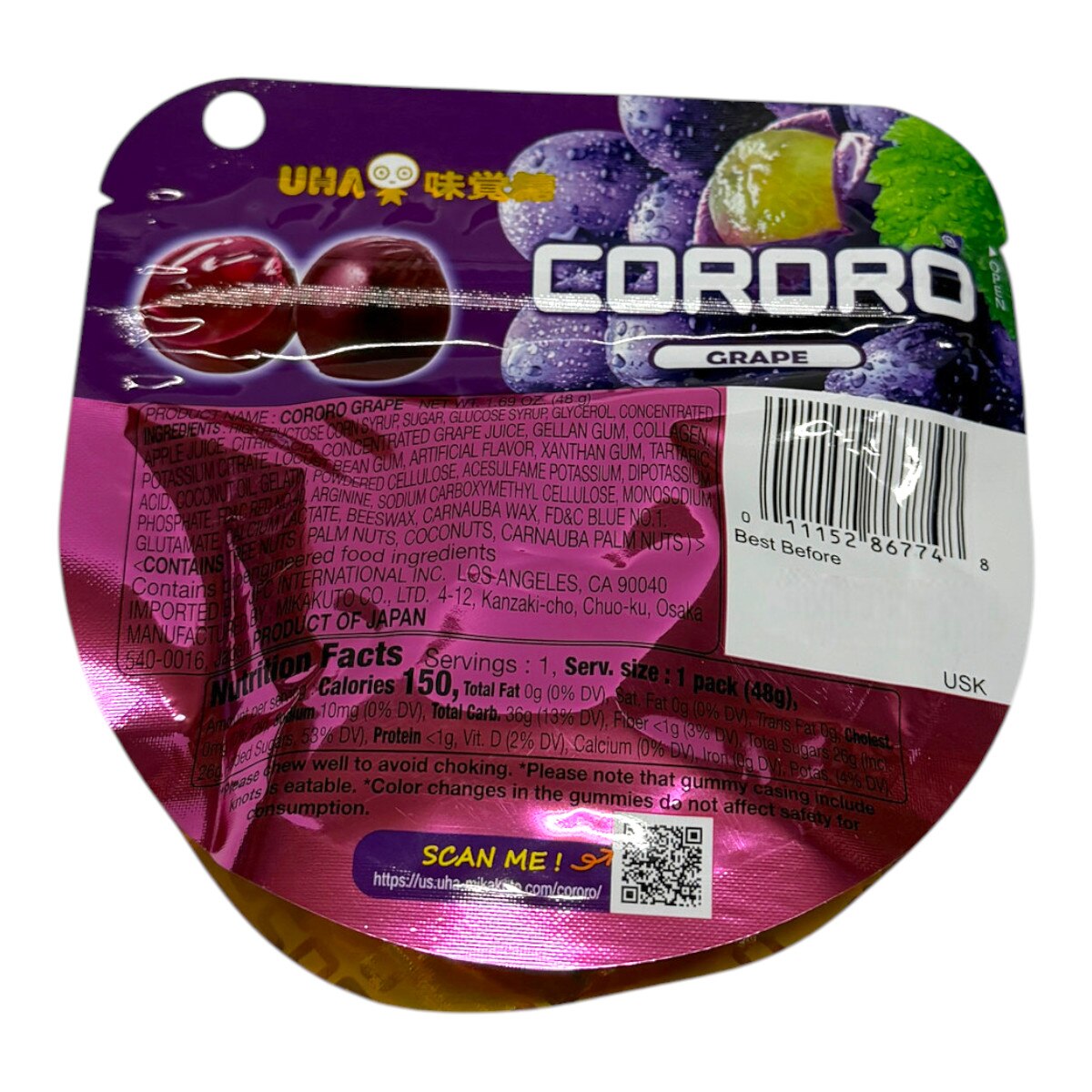 UHA Mikakuto Mikakuto Cororo Grape Gummy (1.69oz)