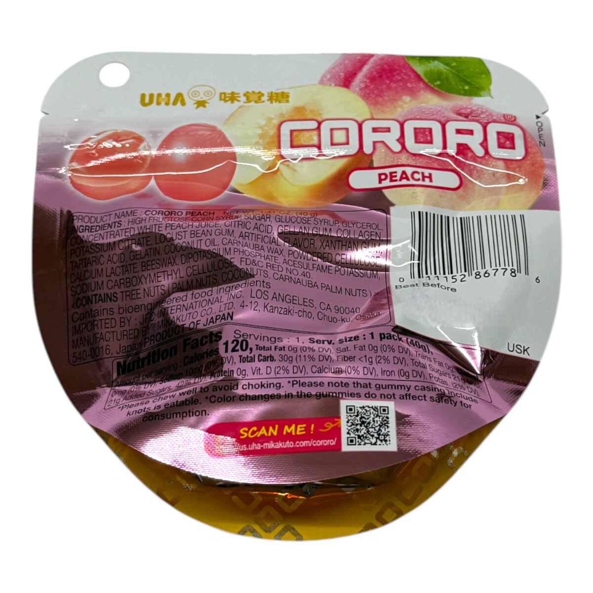 UHA Mikakuto Cororo Peach Gummy (1.41oz) | T&T Supermarket US