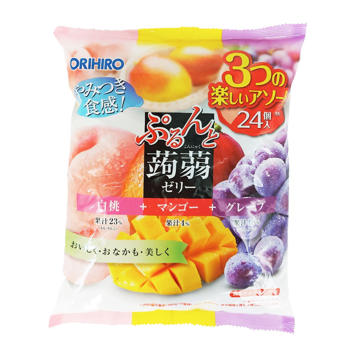Orihiro Konjac Jelly White Peach/Mango/Grape (24x0.70oz) | T&T