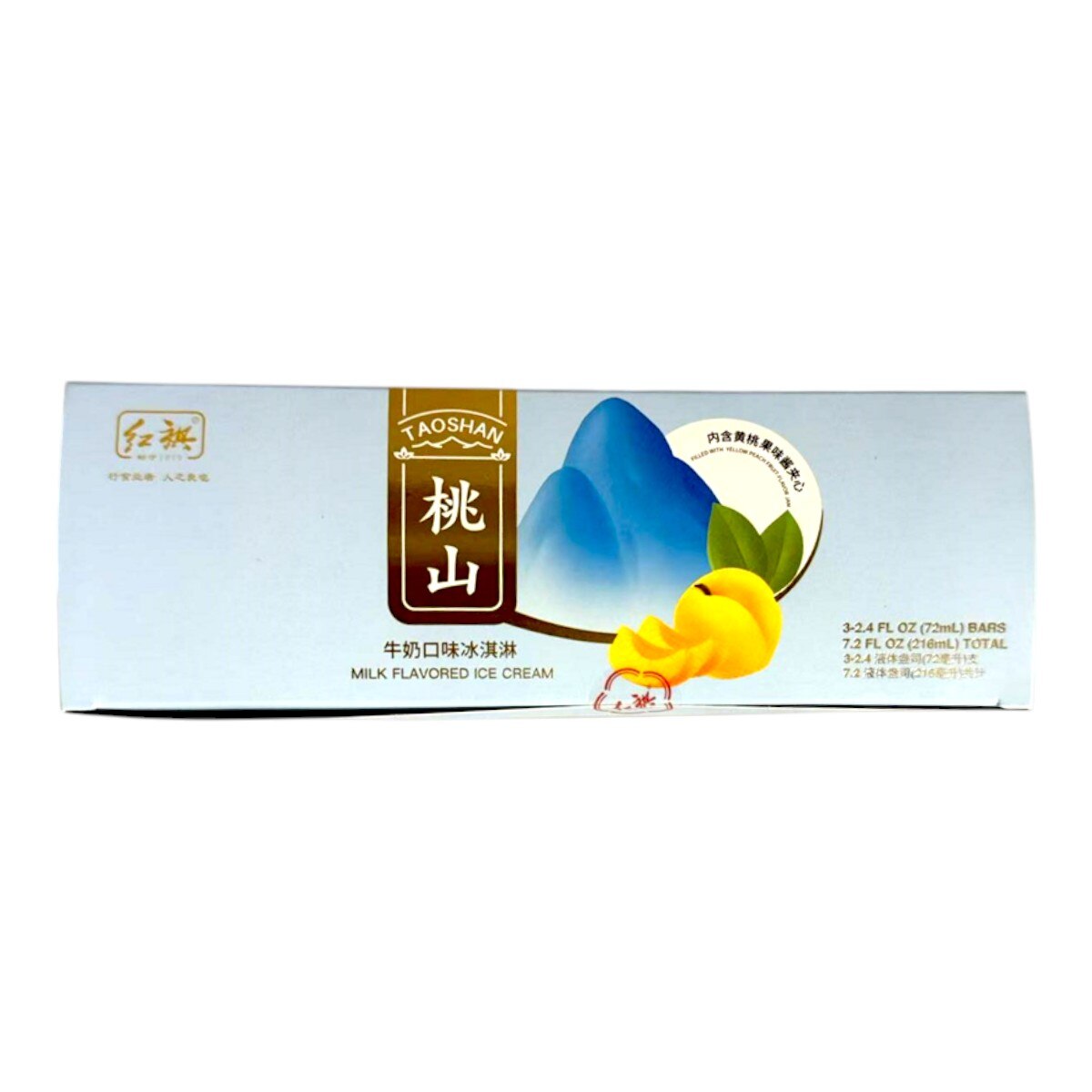 Hong Qi Tao Shan Yellow Peach Jam Milk Flavored Ice Cream (3x2.4oz)