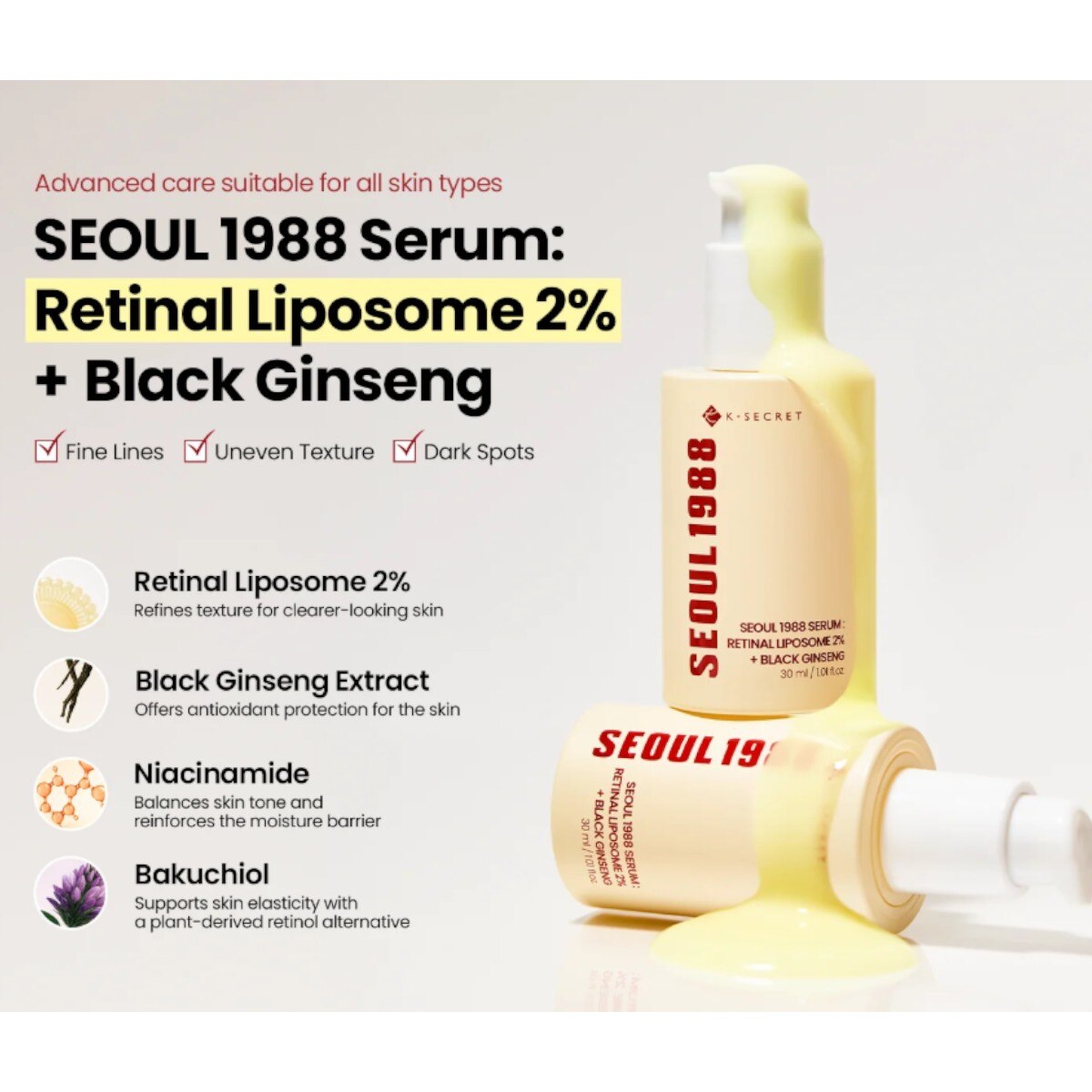 K-Secret Seoul 1988 Retinal Liposome + Black Ginseng Serum (1.01fl