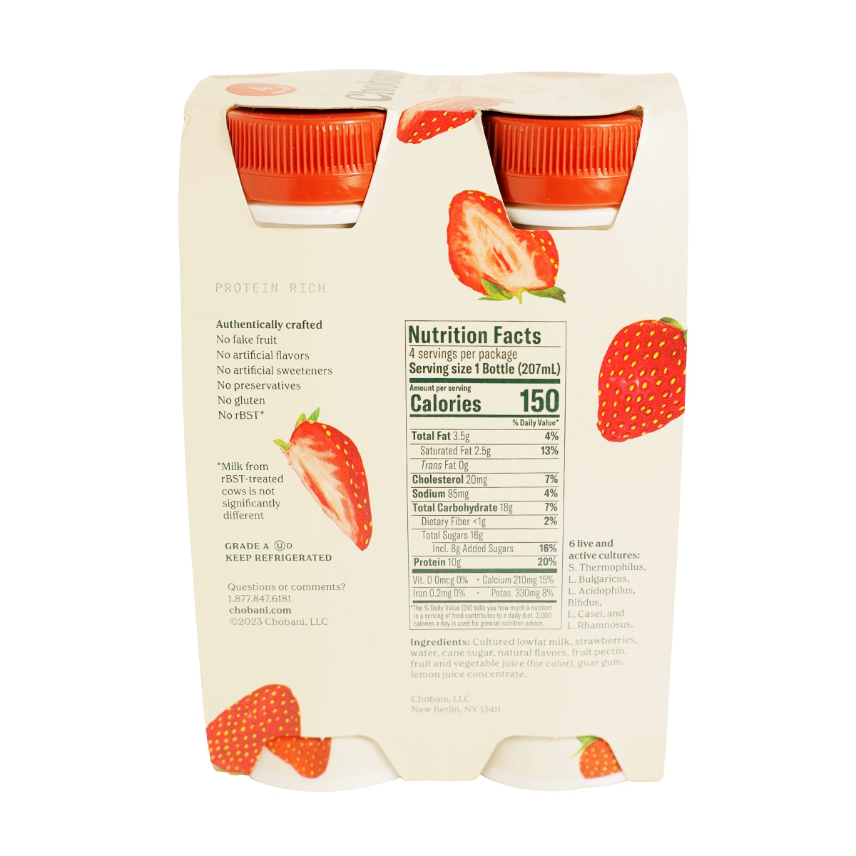 Chobani Greek Yogurt Drink Strawberry (4x7fl.oz) ｜ 大统华超级市场美国