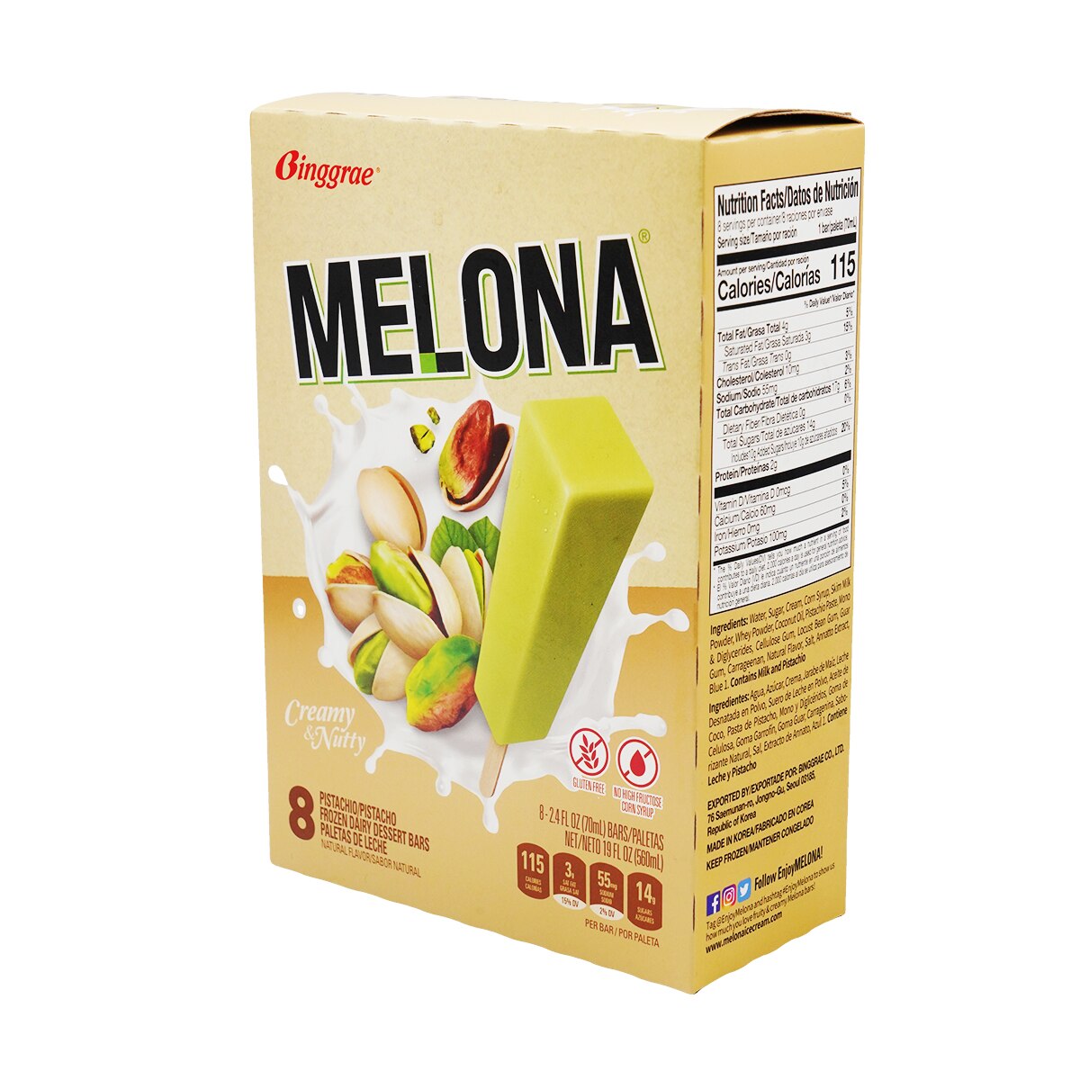 冰极Melona 开心果冰棒(8x2.4fl.oz) | T&T Supermarket US