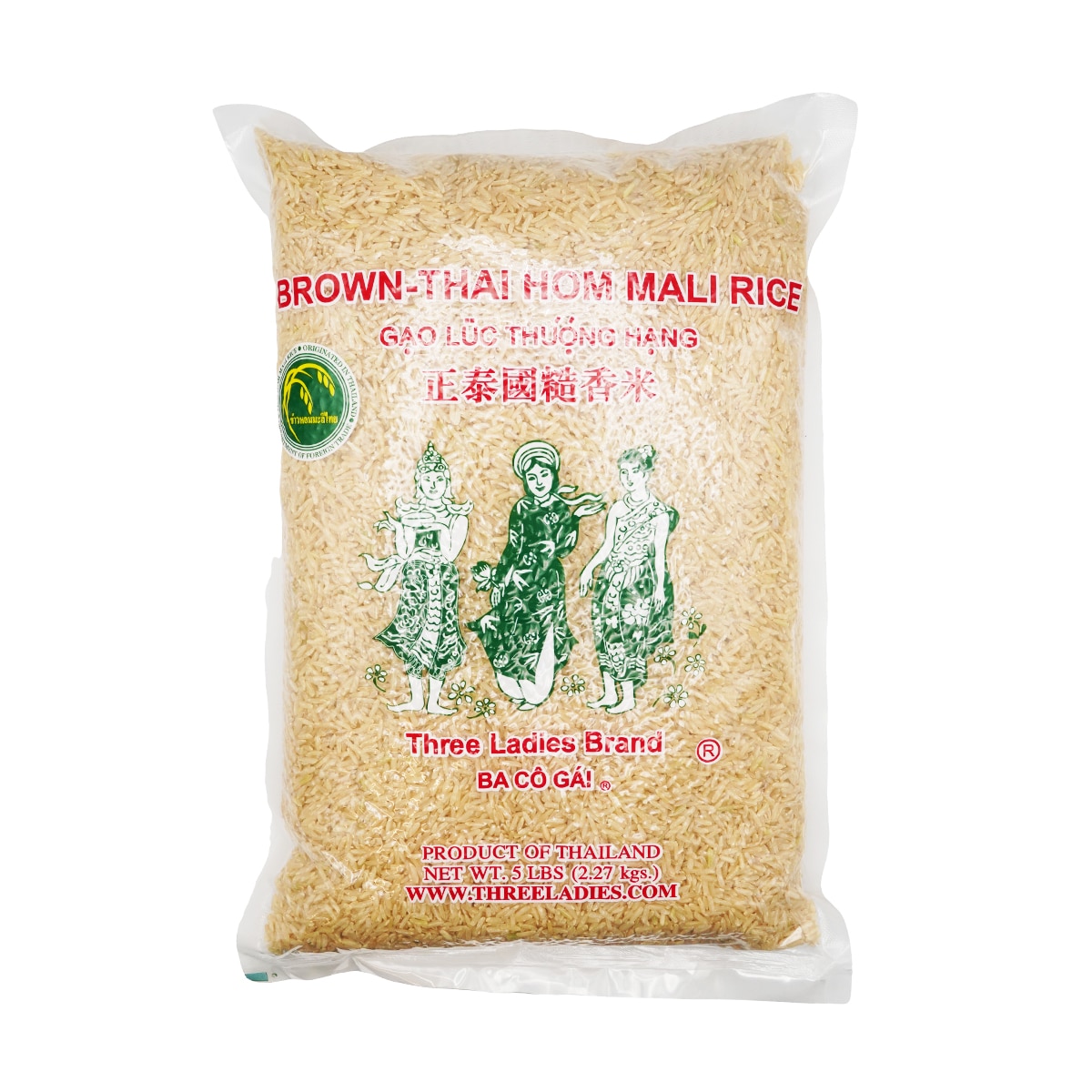Three Ladies Brown-Thai Hom Mali Rice (5lb) ｜ 大統華超級市場美國