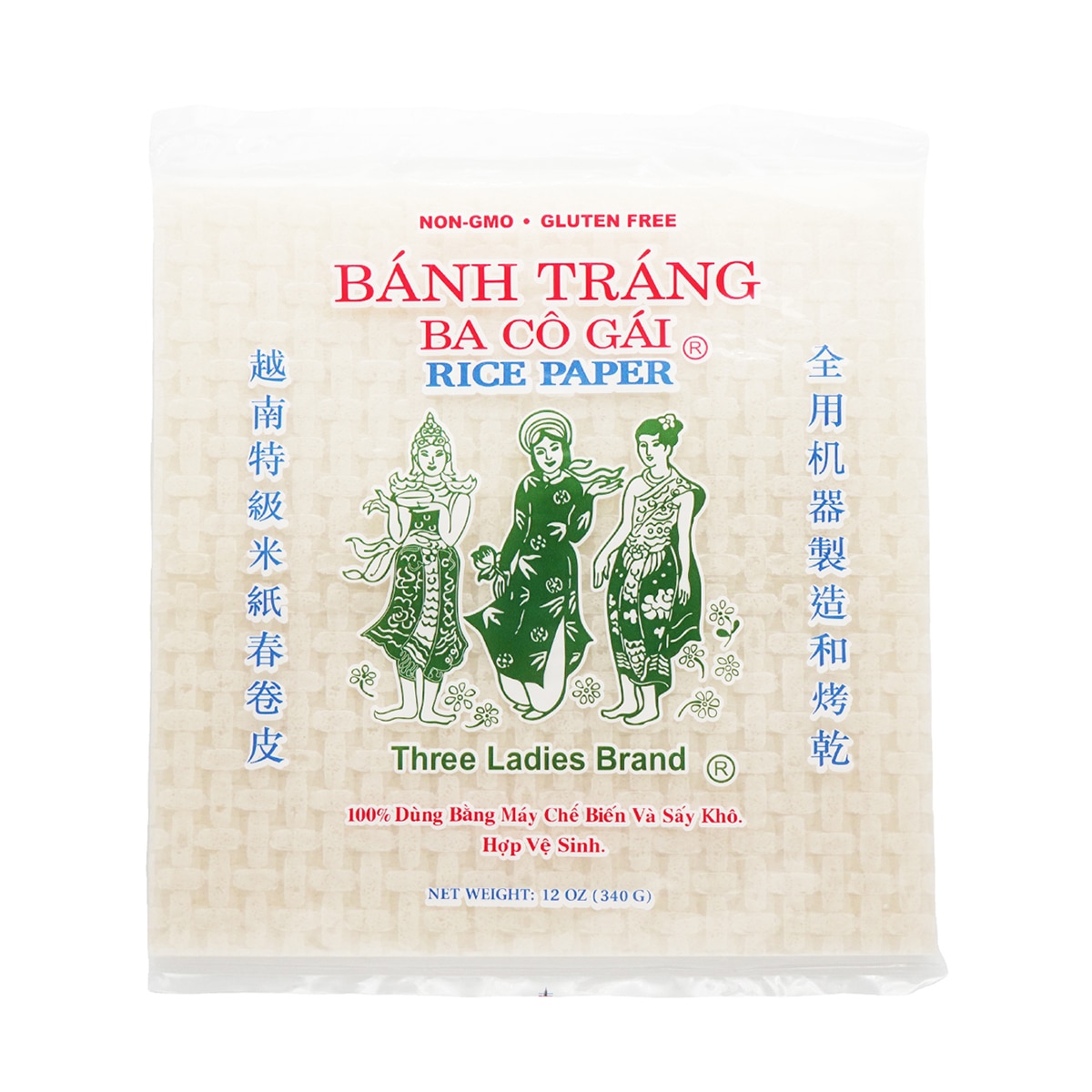 Three Ladies Square Rice Paper - 22cm (12oz) | T&T Supermarket US