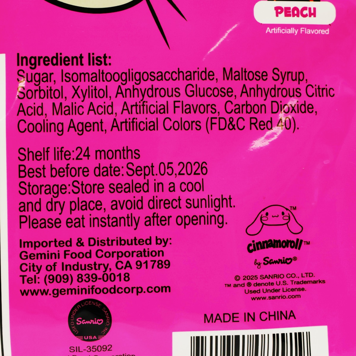 Sanrio Cinnamoroll Popping Candy - Peach Flavor (15x0.07oz)) | T&T