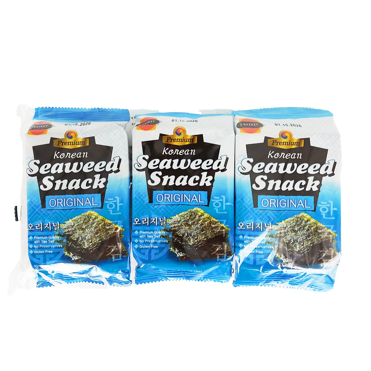 衛生日用品 yum J-Basket Premium Korean Seaweed Snack - Original Flavor (3x0.17oz