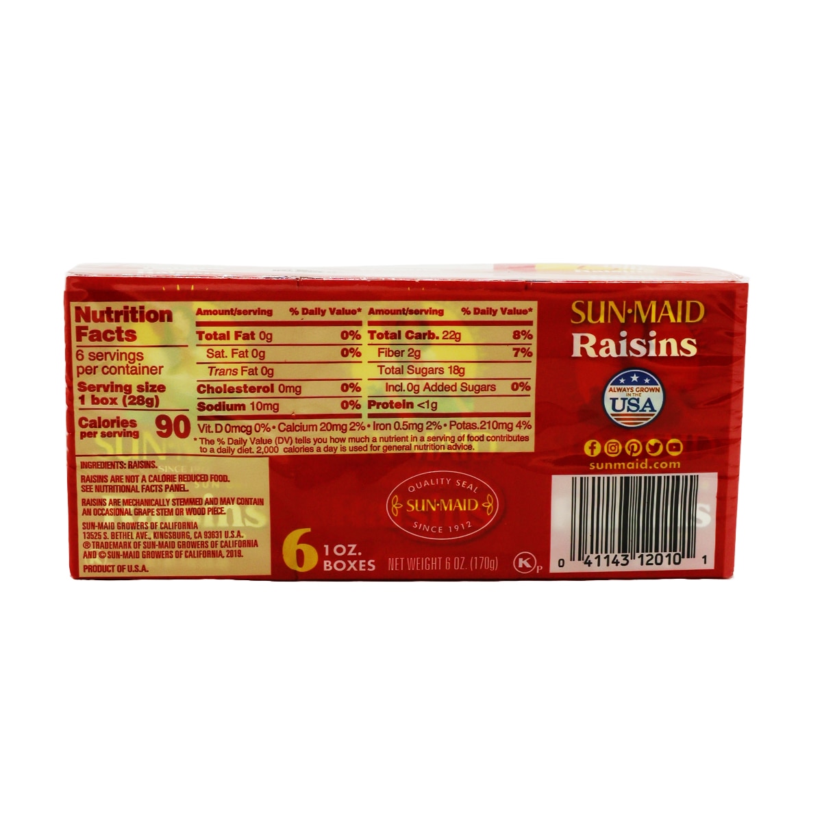 Sun Maid California Sun Dried Raisins (6x1oz) | T&T Supermarket US