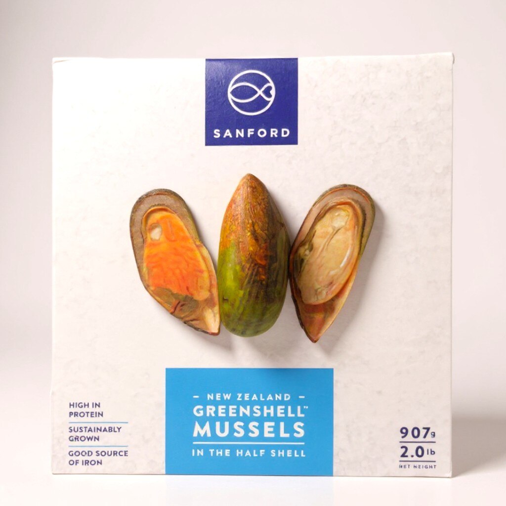 View: Frozen New Zealand Greenshell Mussels - Half Shell (2lb)