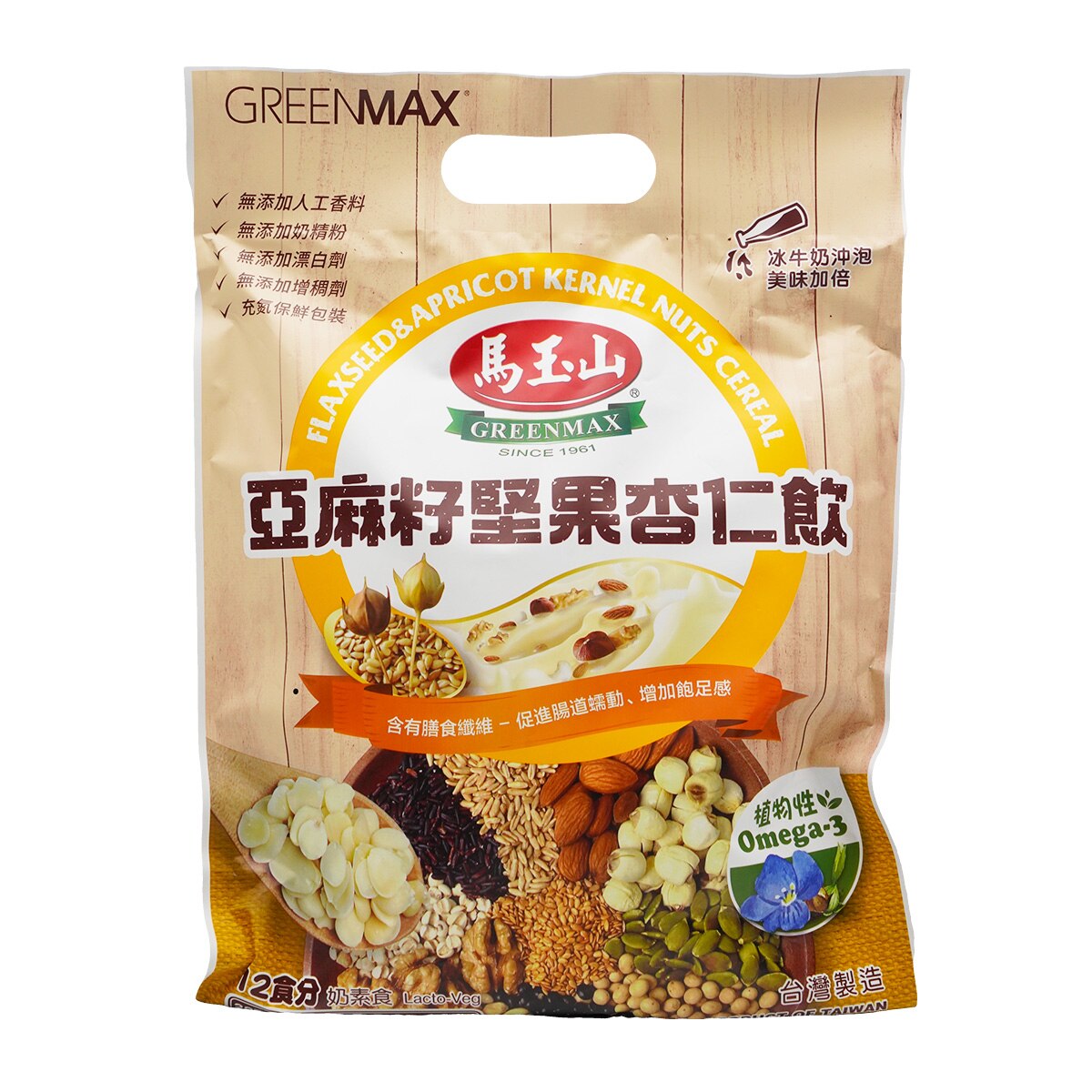 Greenmax Flaxseed and Apricot Kernel Nuts Cereal Drink (12x0