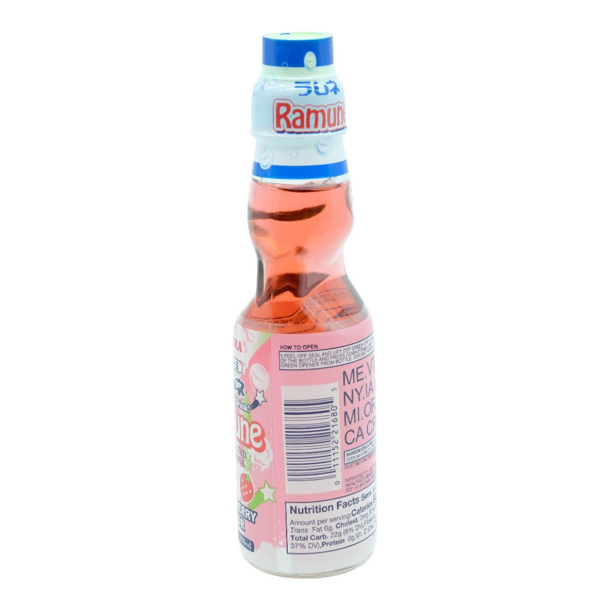 Kimura Ramune cabonated Soft Drink - Strawberry Flavor (6.76fl.oz