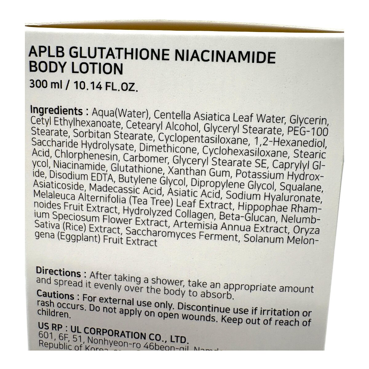 Aplb Glutathione Niacinamide Body Lotion (10.14fl.oz)