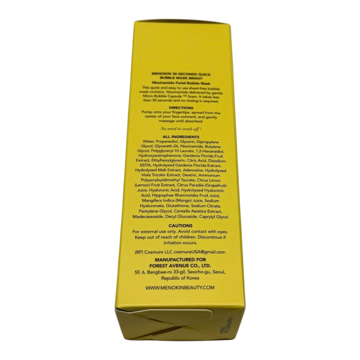 Menokin 30 Sec Quick Bubble Mask Bright (3.21fl.oz) | T&T